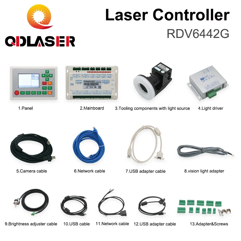 QDLASER Ruida RDV6442G+CCD Camera Co2 laser controller system for Co2 Laser Cutting and Engraving Machine