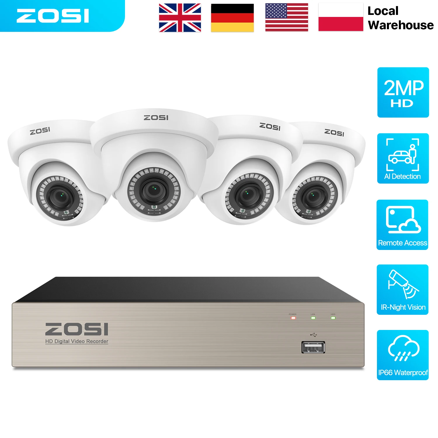 Home Security Outdoor - ZOSI 8CH 1080P Security Camera System