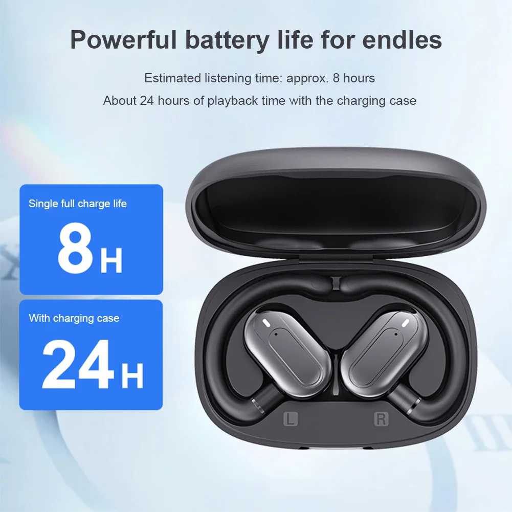 Open Ear Headphone Bluetooth-Compatible 5.4 Waterproof Gaming Headset Ear-Hook Low Latency Handsfree Headset Sport Headphone