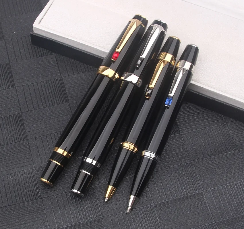 

Высококачественная шариковая ручка-роллер из черной смолы M B в богемном стиле, новый дизайн, перьевая ручка с чернилами для письма и кристаллами случайного цвета