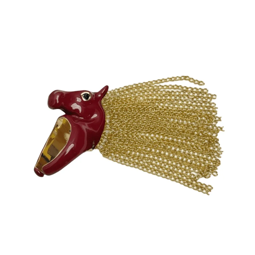 Exaggerated Design Zebra Tassel Ring High-End Feeling Creative Design Open Ring Open Ring Metal Material Zebra Head Ring