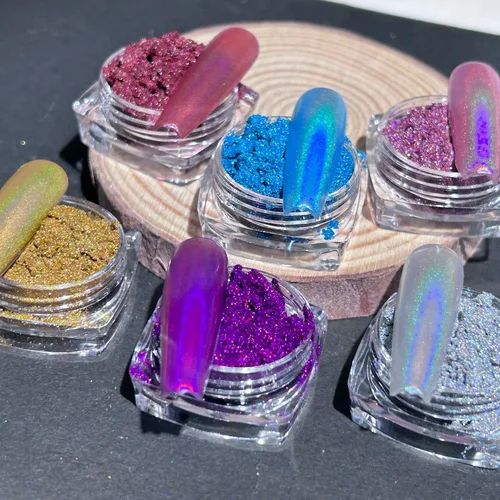 Imagen 2 del producto Polvo holográfico para uñas, polvo de espejo mágico láser fino, efecto láser, pintura para uñas multicromada, polvo brillante, infiltración de salón, 1 ud.