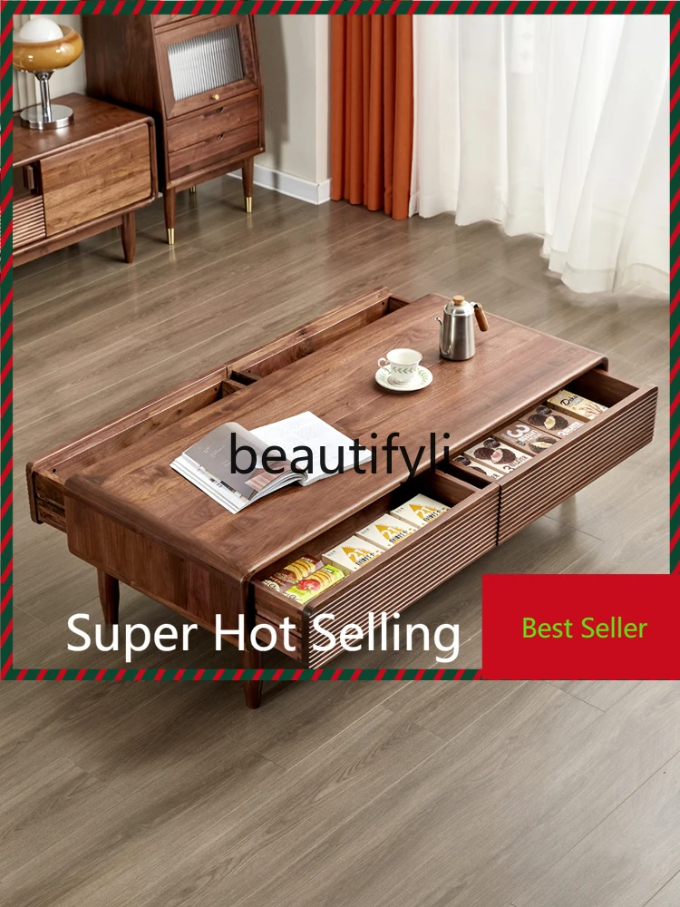 

North American black walnut coffee table log modern Nordic Japanese coffee table tea table combination G1218