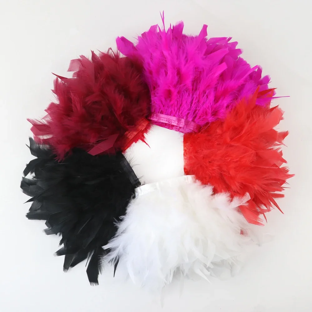 

32 Colors Dyed Turkey Feather Trim 10M Long 10-15cm Fluffy Marabou Fringe for Wedding Dress Sewing Craft Carnival Costume DIY
