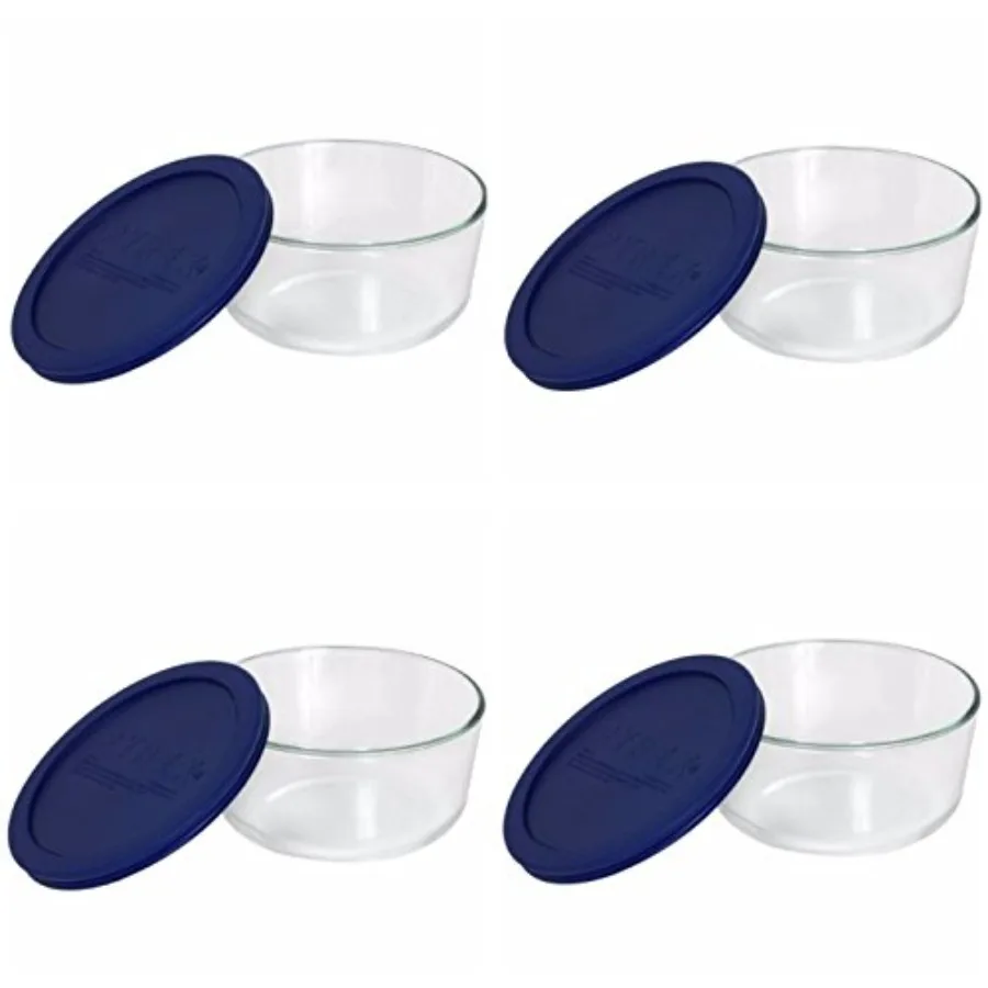 

7203 7-Cup Glass Food Storage Containers with Blue BPA-Free Lids Durable and Microwave-Safe Glass Perfect for Meal Prep and Lef