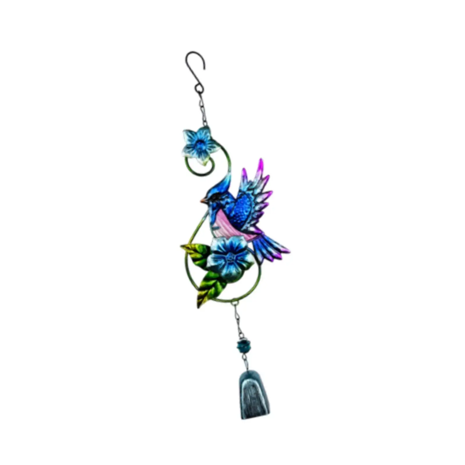 Metal Wind Chime Bird Hanging Garden Decor Iron Glass Windbell Craft for Outdoor Patio Balcony Porch Home Decoration Gift