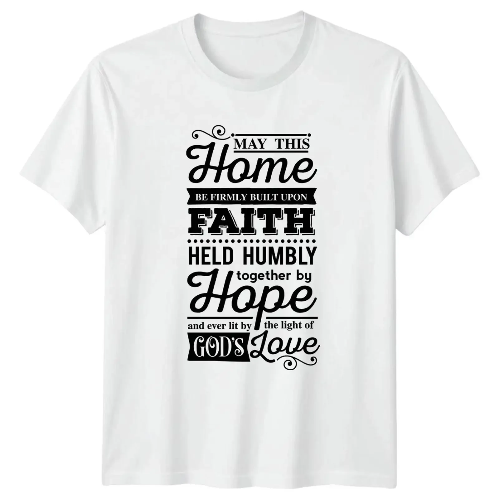 Möge dieses Zuhause fest sein T Shirt Typografie christlicher Glaube Einweihung vintage Washed Versatile Casual homme
