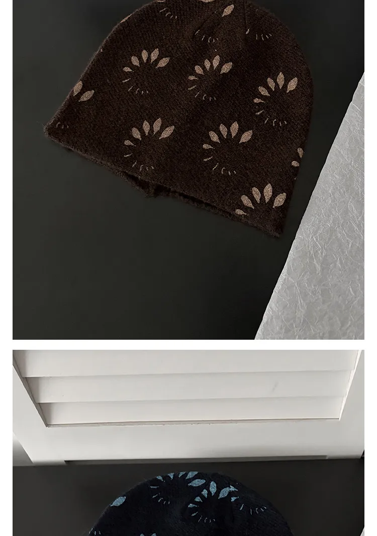 Koreanische Niche-Design Jacquard-Strickmützen für Damen, Herbst und Winter, Street-Trend, vielseitige, warme Beanies mit Persönlichkeit – Detail 9