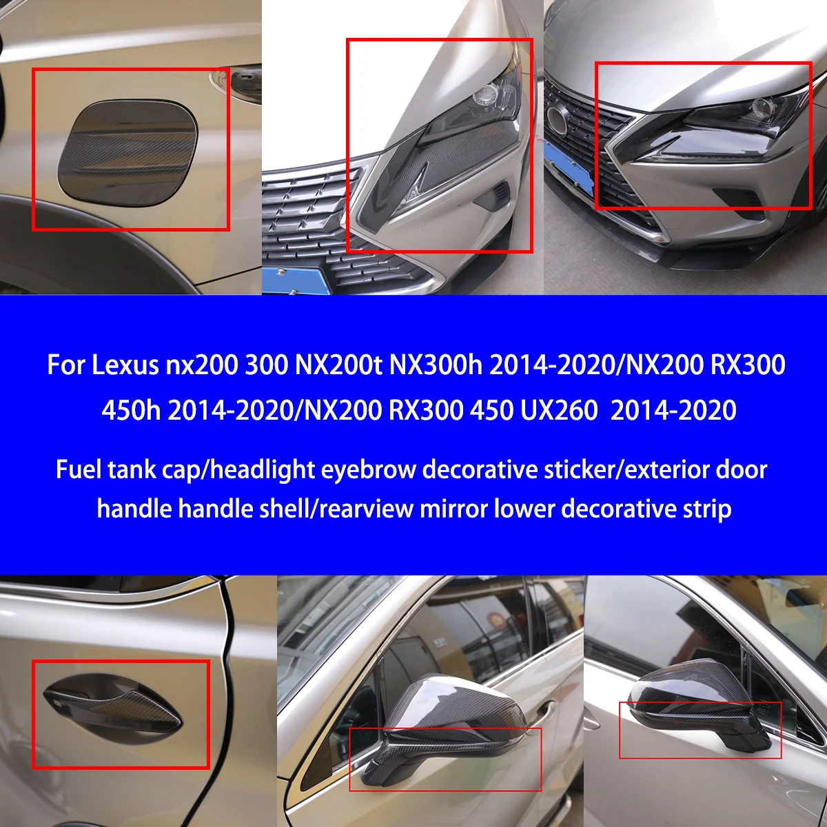 

For Lexus Nx200300 NX200t NX300h/450h UX260 RX300 Dry Carbon Fiber Fuel Tank Cap/headlight Arch/external Handle Frame Decoration