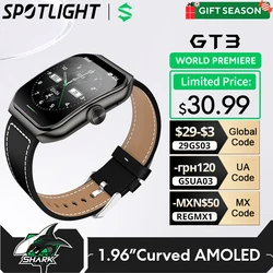 Black Shark Watch GT3 Versión global Monitoreo de salud 24 horas Pantalla curva de 1,96 pulgadas Duración de la batería de 10 días Más de 100 modos deportivos IP68