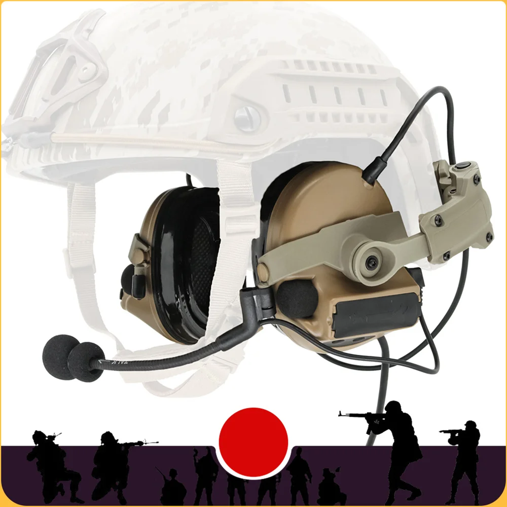 NEW!COMTA II Tactical Headset ARC Helmet Track Bracket Version Noise Reduction Pickup Hearing Protection Shooting headphones