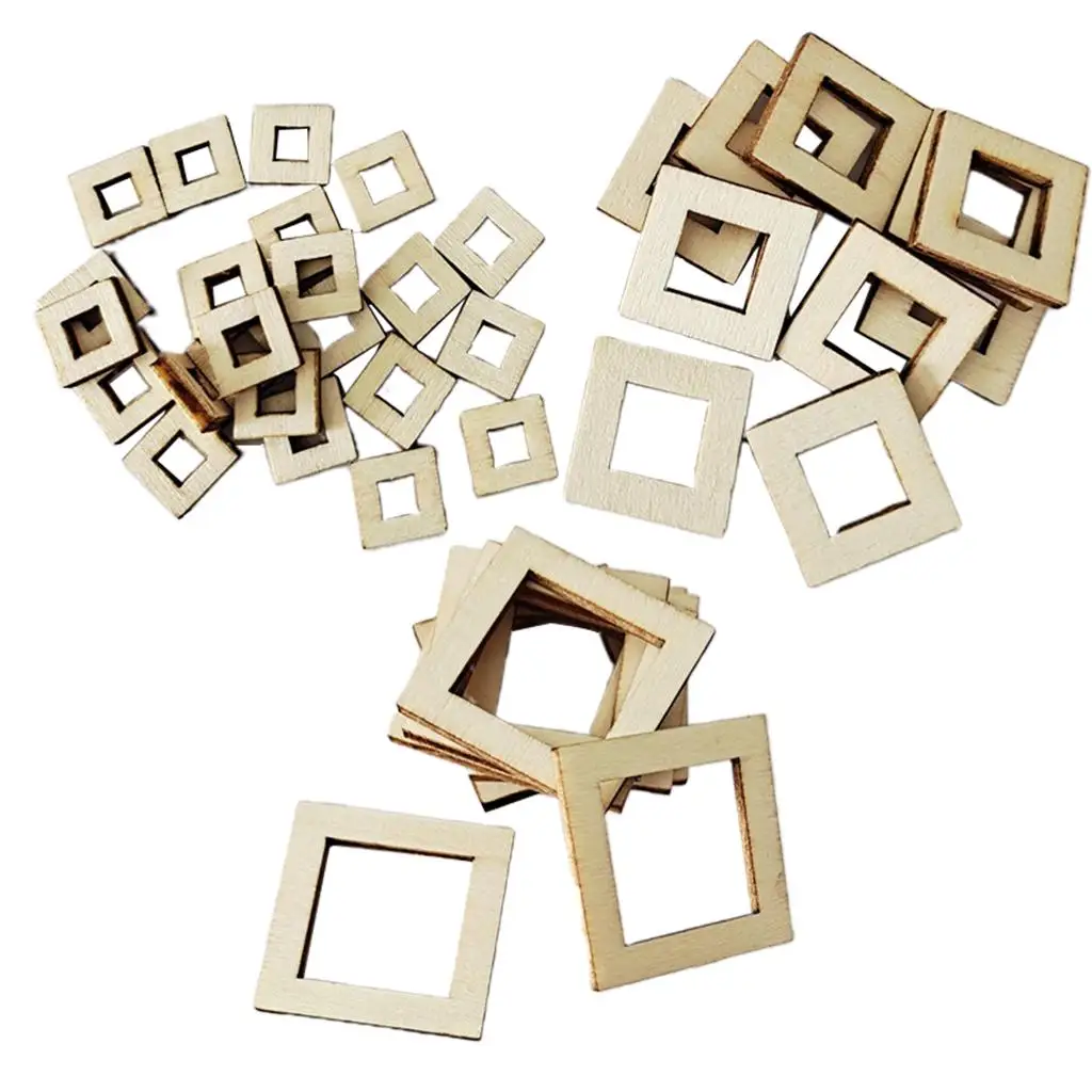 2-4pack 100Pieces Bulk Unfinished Wooden Pieces Crafts Square