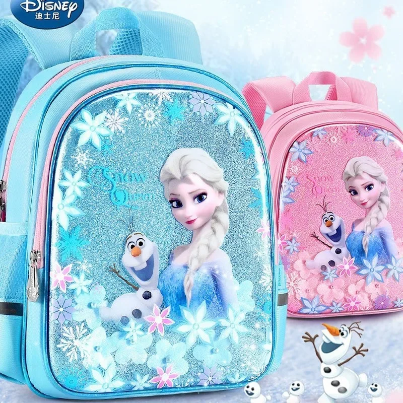 New Style Kawaii Disney Frozen Elsa Cartoon Series Kindergarten Pupils Girls Backpacks Girls Schoolbags 3 To 5 Breathable Light