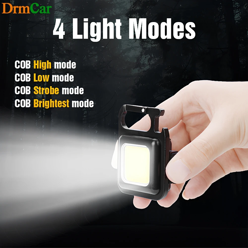 

1/2Pcs Mini COB LED Keychain Flashlight Portable Magnetic USB Charging Work Light Outdoor Camping Fishing Hiking Emergency Lamp