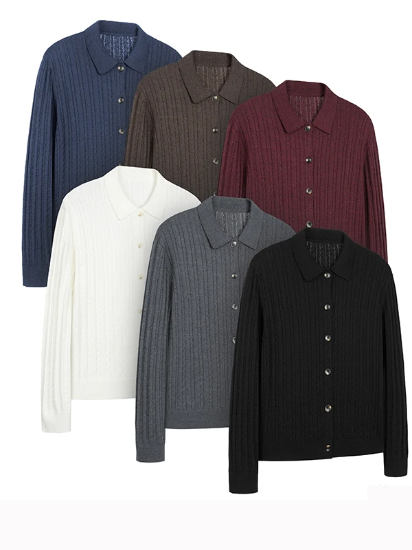 

Повседневный мужской вязаный свитер с пуговицами из мягкого полиэфирного волокна Long Sve Regular Length Vintage American Sle Open C...