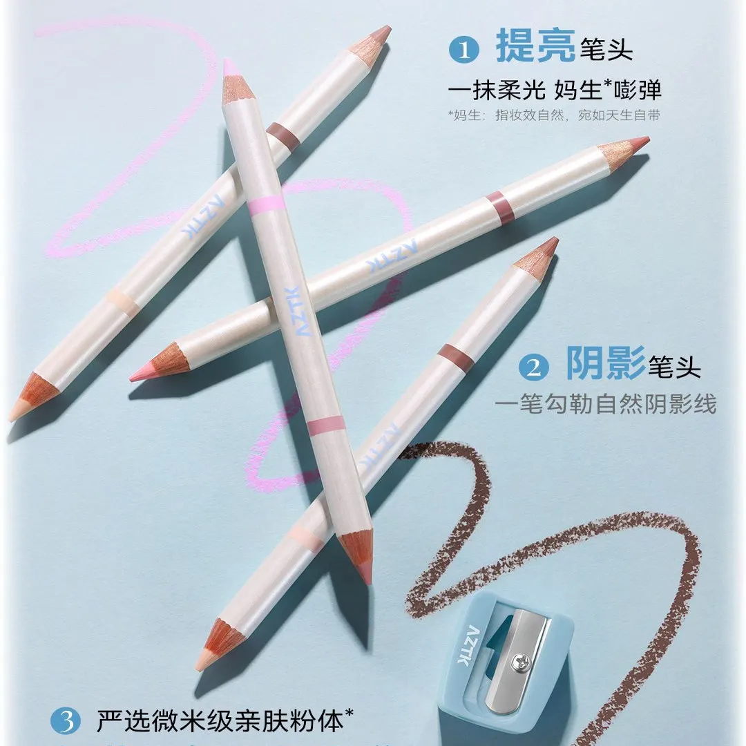 AZTK ดินสอเขียนขอบตาแบบสองหัว ใช้ได้หลายแบบ ช่วยให้ผิวรอบดวงตากระจ่างใส คอนทัวร์ ไฮไลท์ และเขียนขอบปากแบบไม่เลอะ