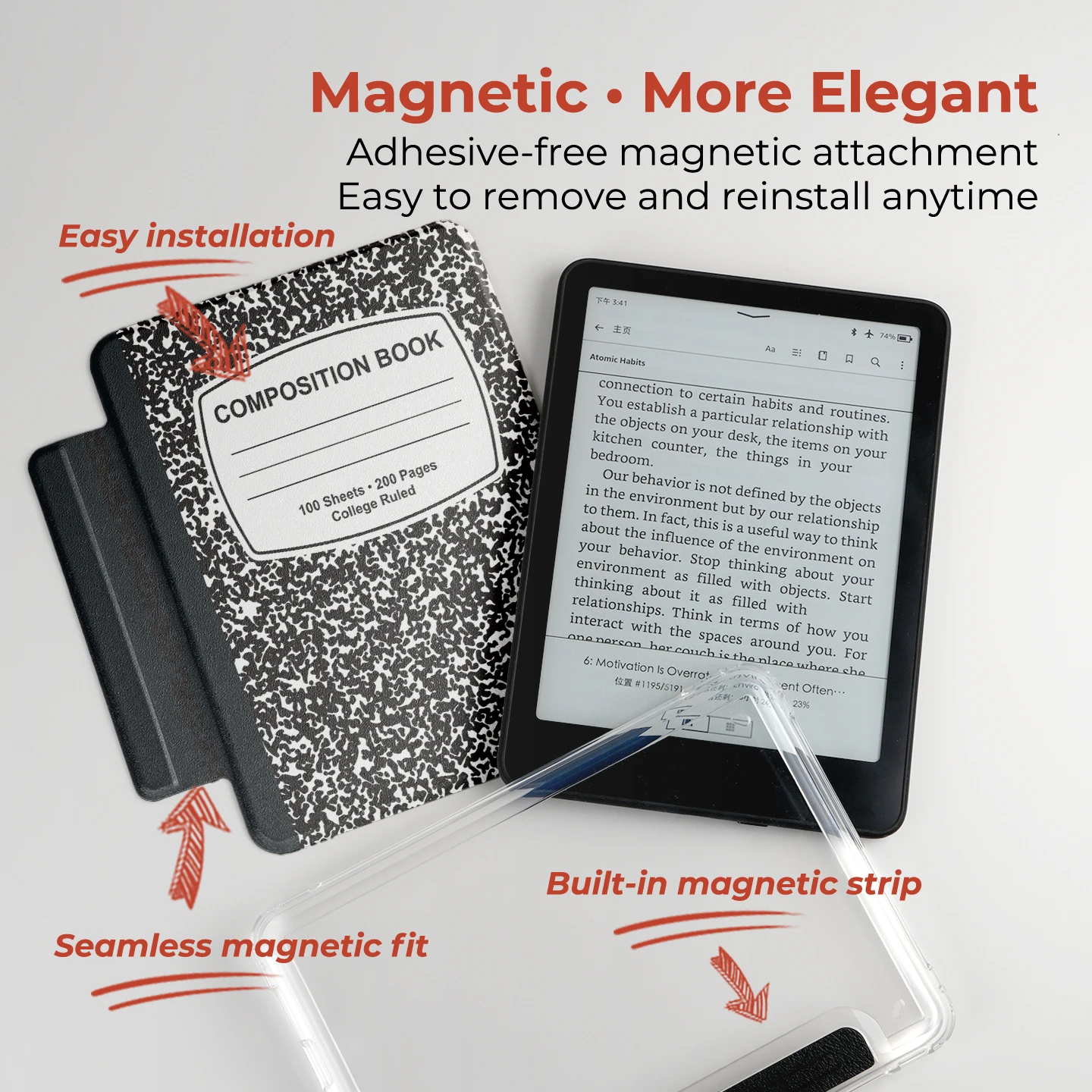 Twosheep suit for Kindle 11th Colosoft Paperwhite 12th 11th 10th 7th Magnetic Detachable Clear Back Auto Wake Notebook Style