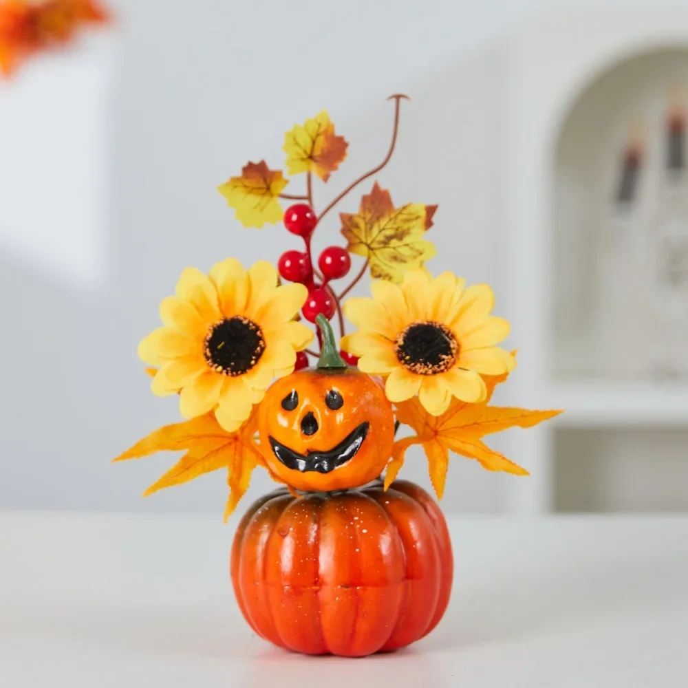 

Halloween Ornaments Artificial Maple Leaf Pumpkin Bonsai Ghost Festival Autumn Harvest Party DIY Indoor Decor For Halloween