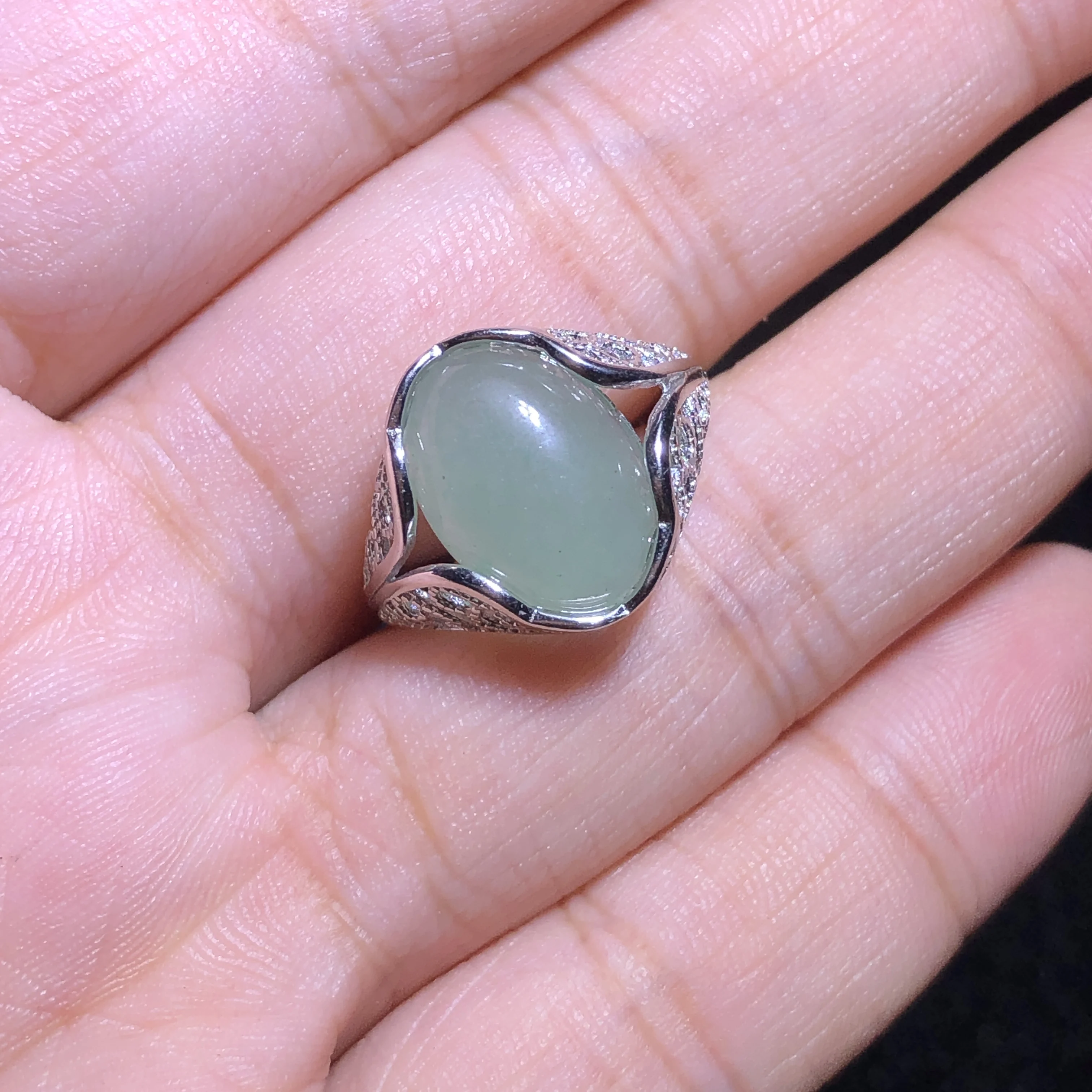 

1 Pc Fengbaowu Natural Green Aventurine Ring 925 Sterling Silver Resizable Reiki Healing Stone Jewelry Gift For Women