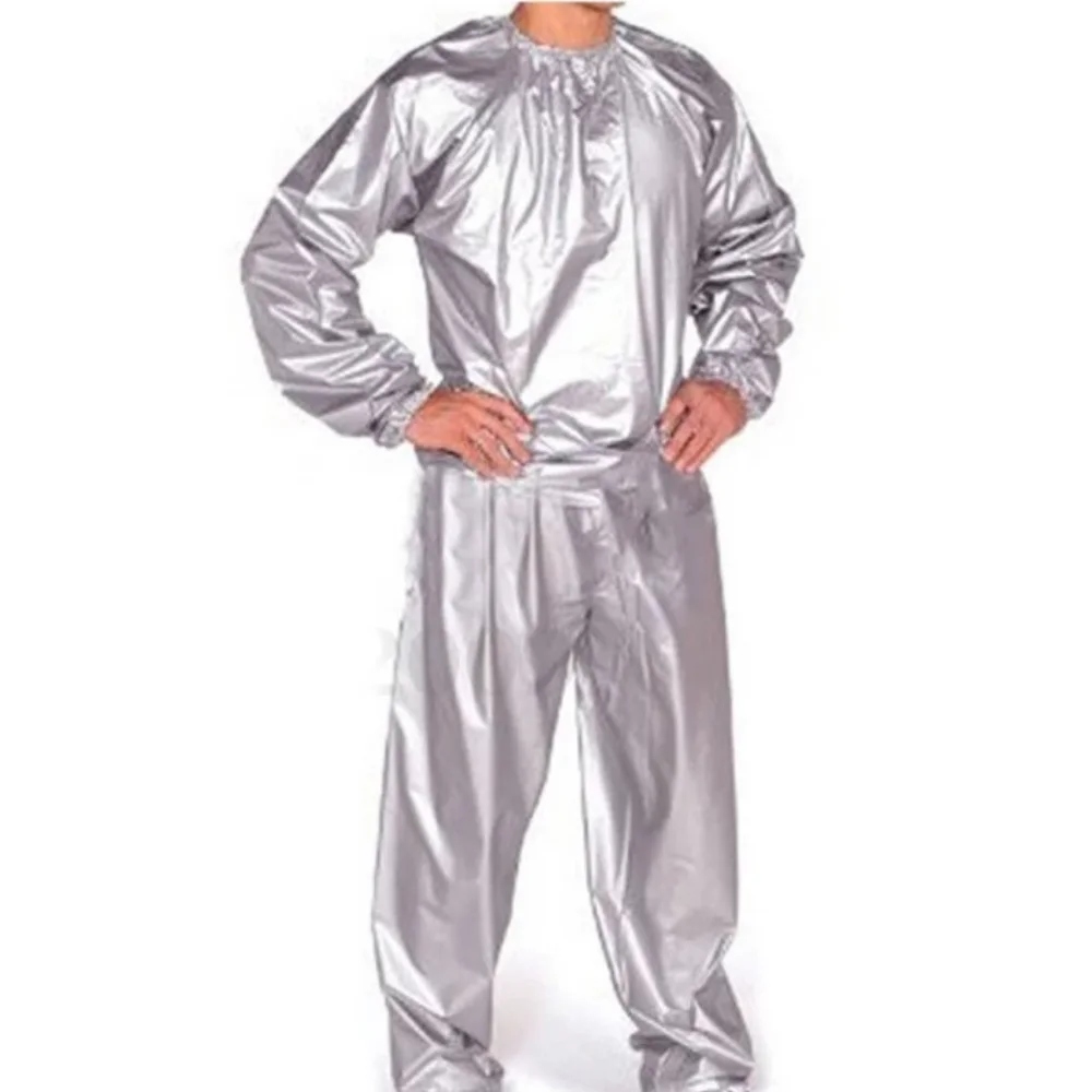 Sport Suit Men Women PVC Sauna Suit Elastic Waist Long Sleeve Summer Men's Top Pants Set Weight Loss Casual Fitness Clothing