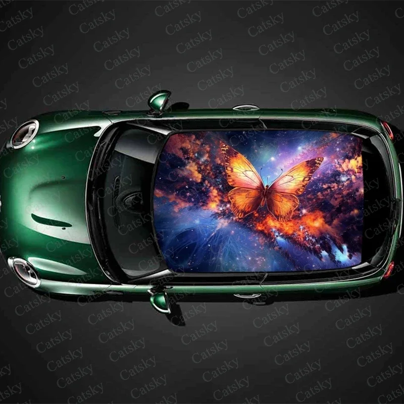 

Galaxy Butterfly Car Roof Sticker Wrap Racing SUV Accessories Packaging Painted PVC Custom Car Graphic Decal