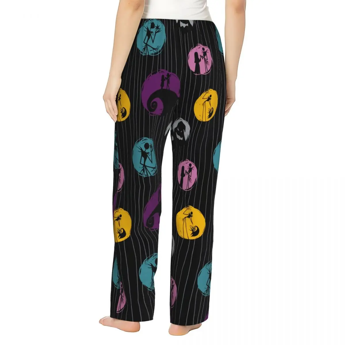 مخصص الكابوس قبل عيد الميلاد بيجامة السراويل النساء تيم بيرتون ملابس خاصة صالة النوم قيعان تمتد مع جيوب #3