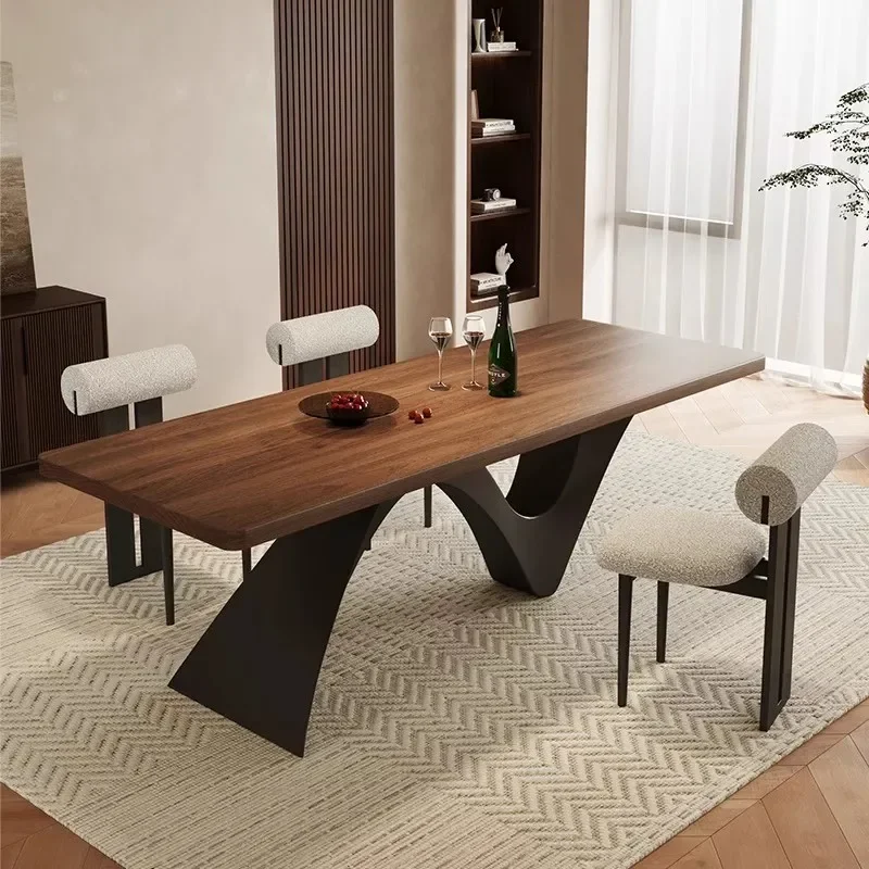 Medieval solid wood dining table retro home living room desk desk designer light luxury workbench long table 4