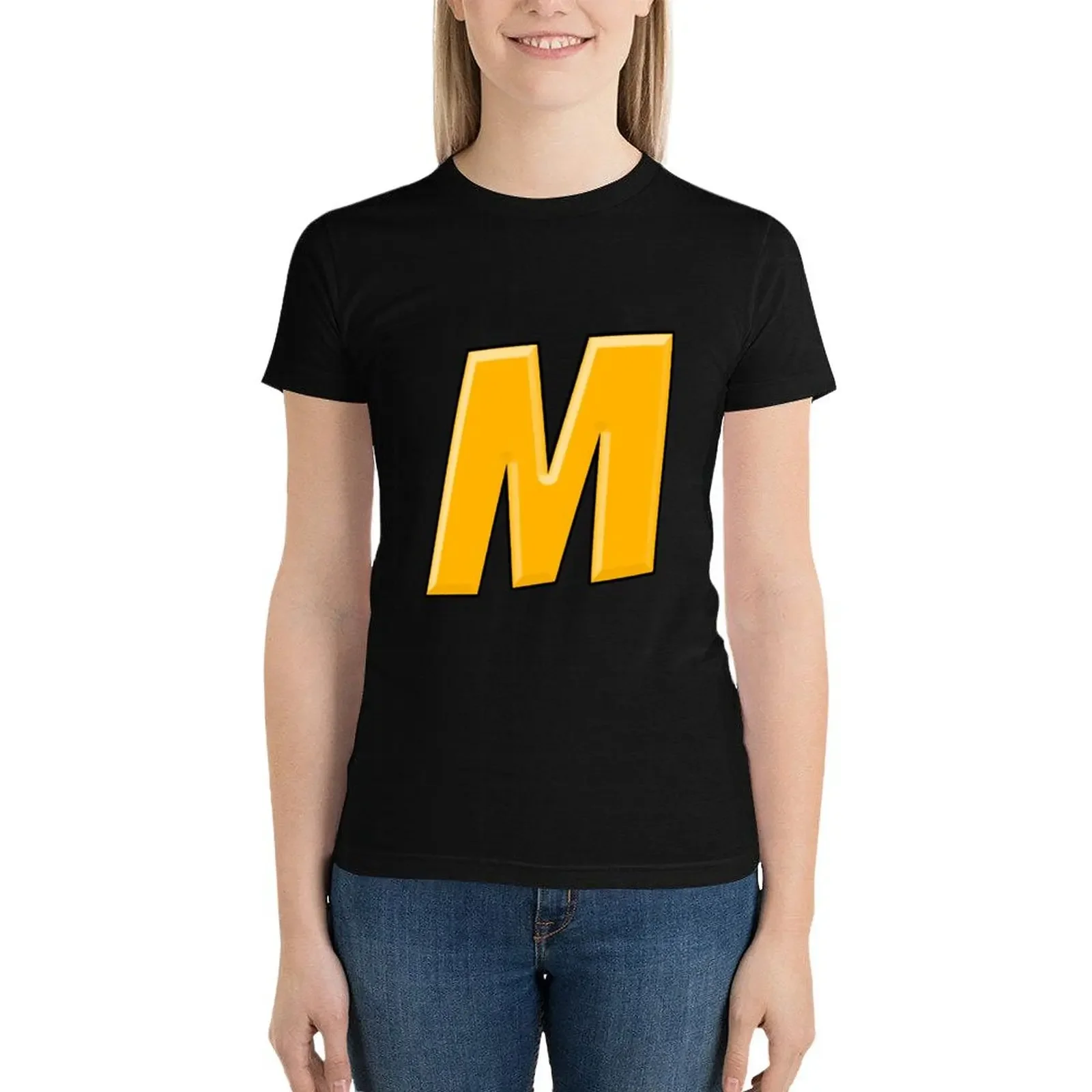 Letter M Capital Alphabet Monogram Initial T-Shirt cute clothes graphics Short sleeve tee white t shirts for Women