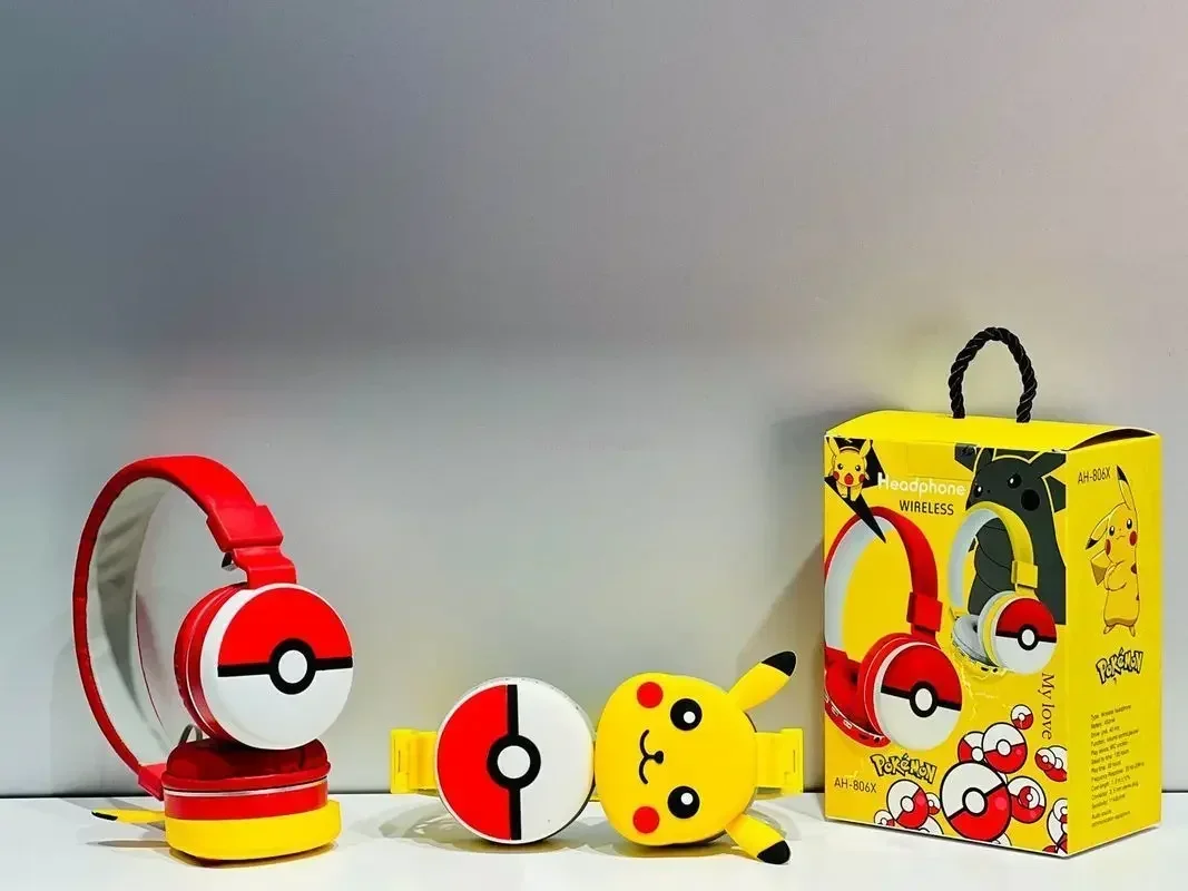 Anime nuevo Pokemon Pikachu auriculares Bluetooth auriculares inalámbricos auriculares estéreo de dibujos animados con micrófono Hottie regalos de