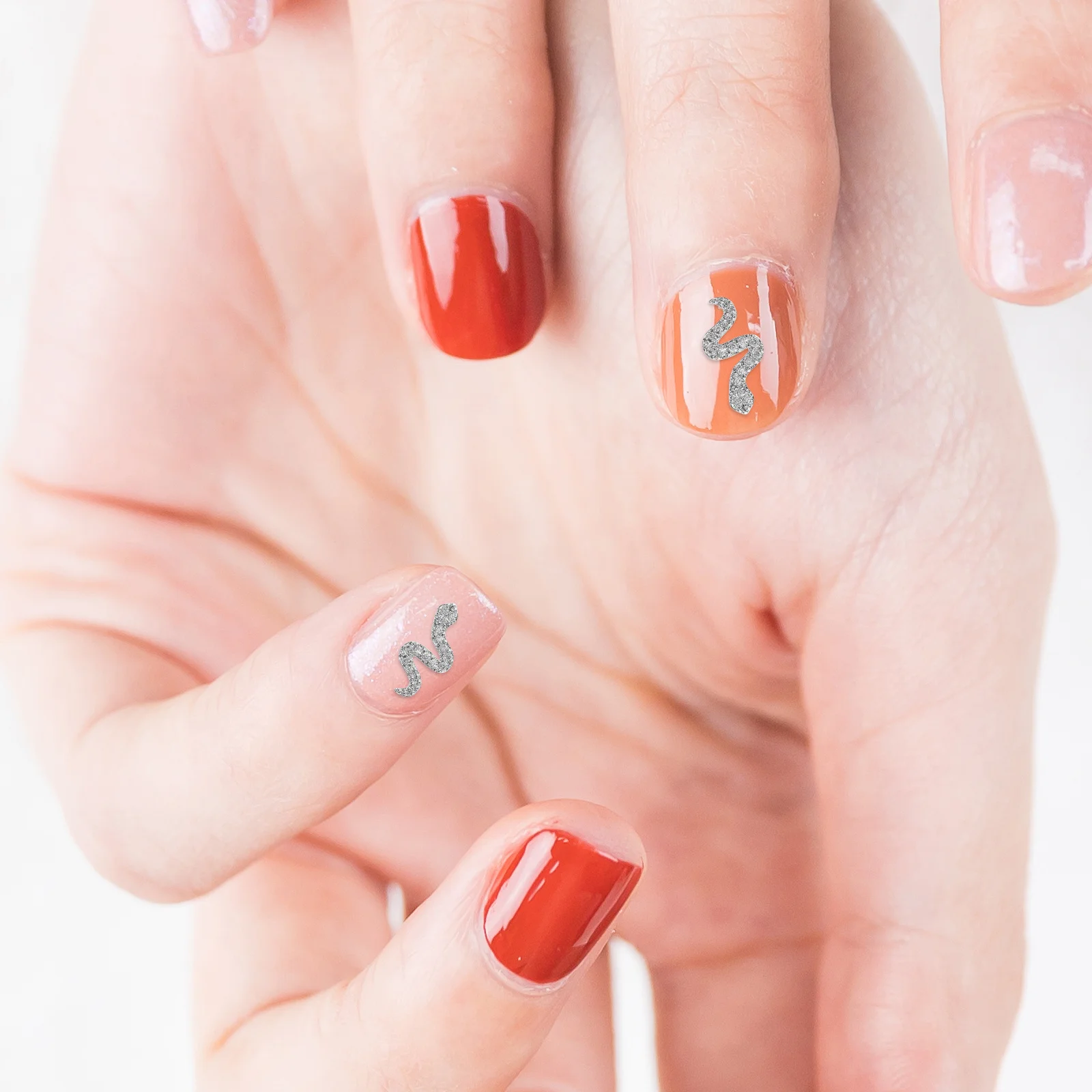 5Pcs Snake Nail Charms 3D Metal Alloy Rhinestones Gothic Style Animal Nail Art Jewelry DIY Silver Art Snake Charm