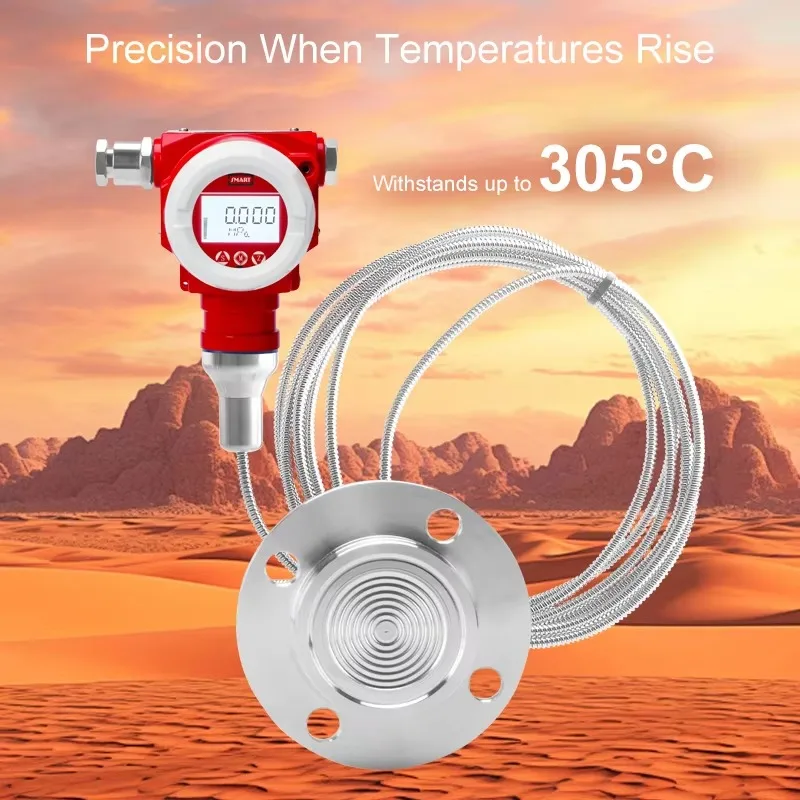 High Temp Extreme Vacuum Flush Sealed Pressure Transmitter Ceramic Sensor 4-20mA HART RS485 Output For Corrosive Viscous Media
