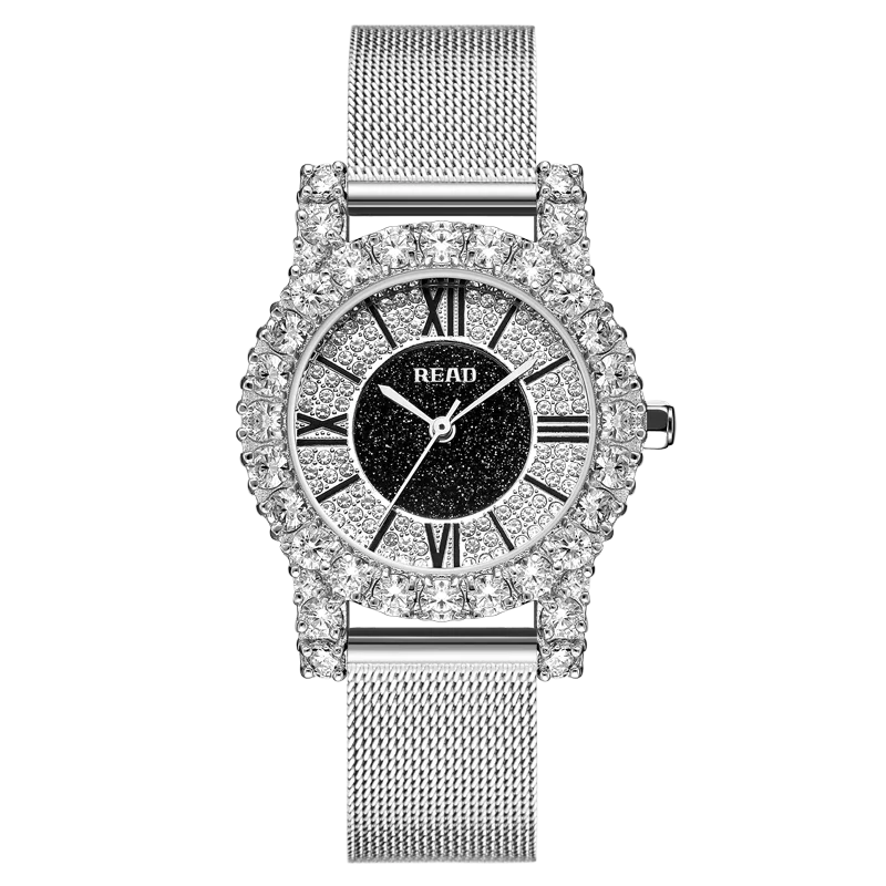 READ Ladies Quartz Watch | Stainless Steel Mesh Band | Star‑Spark Dial | Decor Bezel | 30M Daily Water Resistant