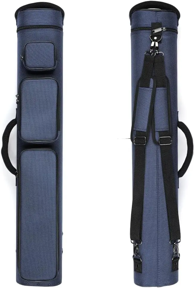 

Premium Nylon Pool Cue Case with 12 Holes, Holds 8 Shafts & 4 Butts, Double Shoulder Strap and 3 Pockets