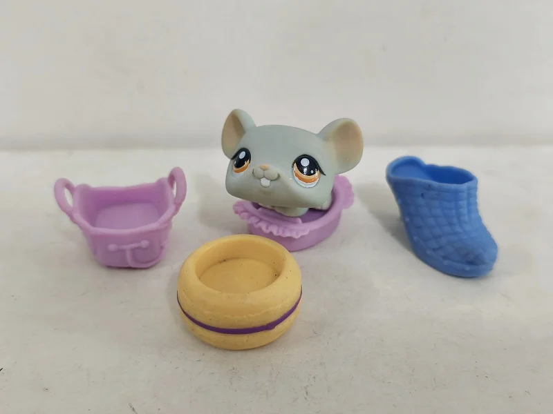 LPS 장난감 Littlest Pet Shop 회색 파란색 이빨 쥐 # 963 W/액세서리 어린이 선물용 귀여운 장난감