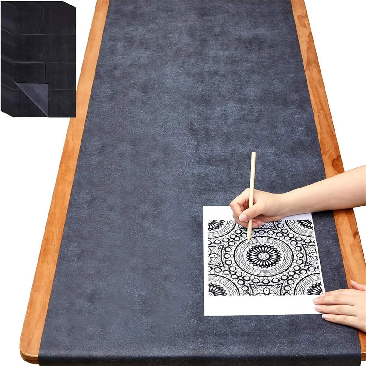 2 Sheets 20.3 X 275.6 Inch Large Graphite Carbon Transfer Paper for Tracing Black Waxed Carbon Paper