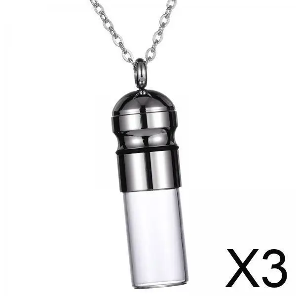 

3xGlass Pendant Cremation Urn Necklace Perfume Holder for Women Men Friends