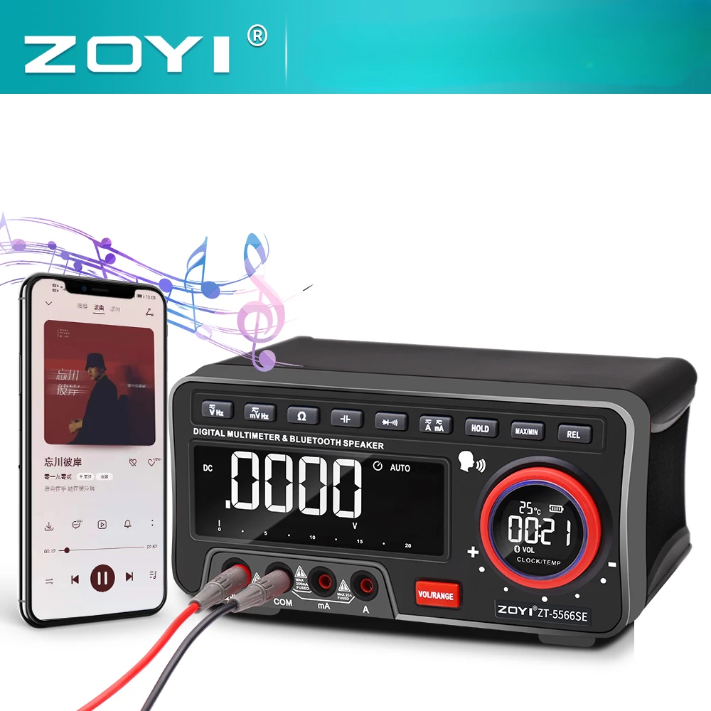 

ZOYI ZT-5566SE Bench Voice Multimeter Bluetooth Tester 19999 Counts Profesional Digital True Rms Autorange Transistor Tool Meter