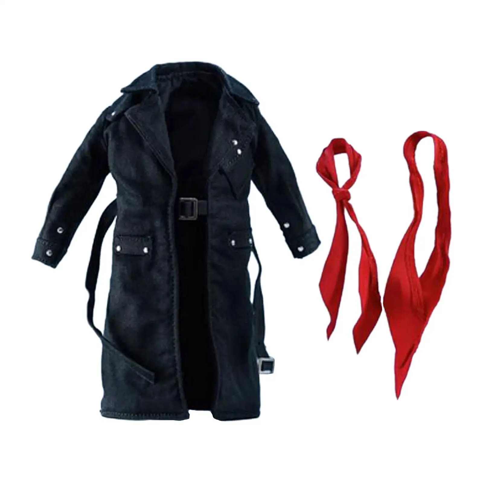 1/12 Male Trench Coat Overcoat with Scarf Retro Outfit Cosplay Fashion Costume for 6'' Male Dolls Soldier Figure Accessories