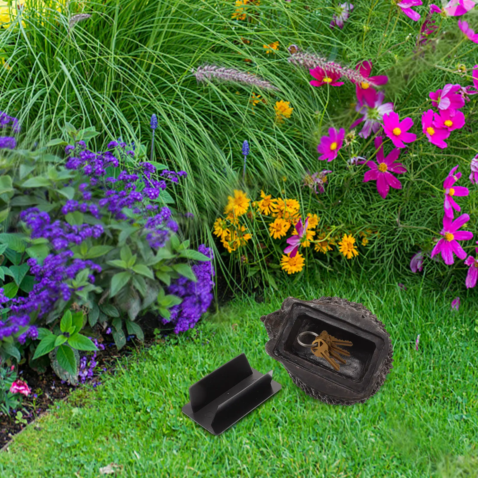 القنفذ شكل مفتاح صندوق تخزين دائم الراتنج في الهواء الطلق المخفية مفتاح حامل حديقة التماثيل التماثيل لصندوق مفاتيح الحديقة للخارج #4