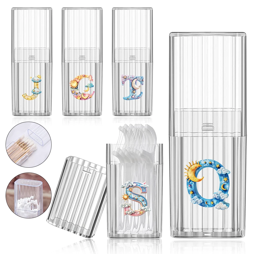 

Simple Floss Case Compact And Portable Cotton Swabs Box Toothpick Organizer Iridescent Cloud Initial Name 26 Letters Pattern