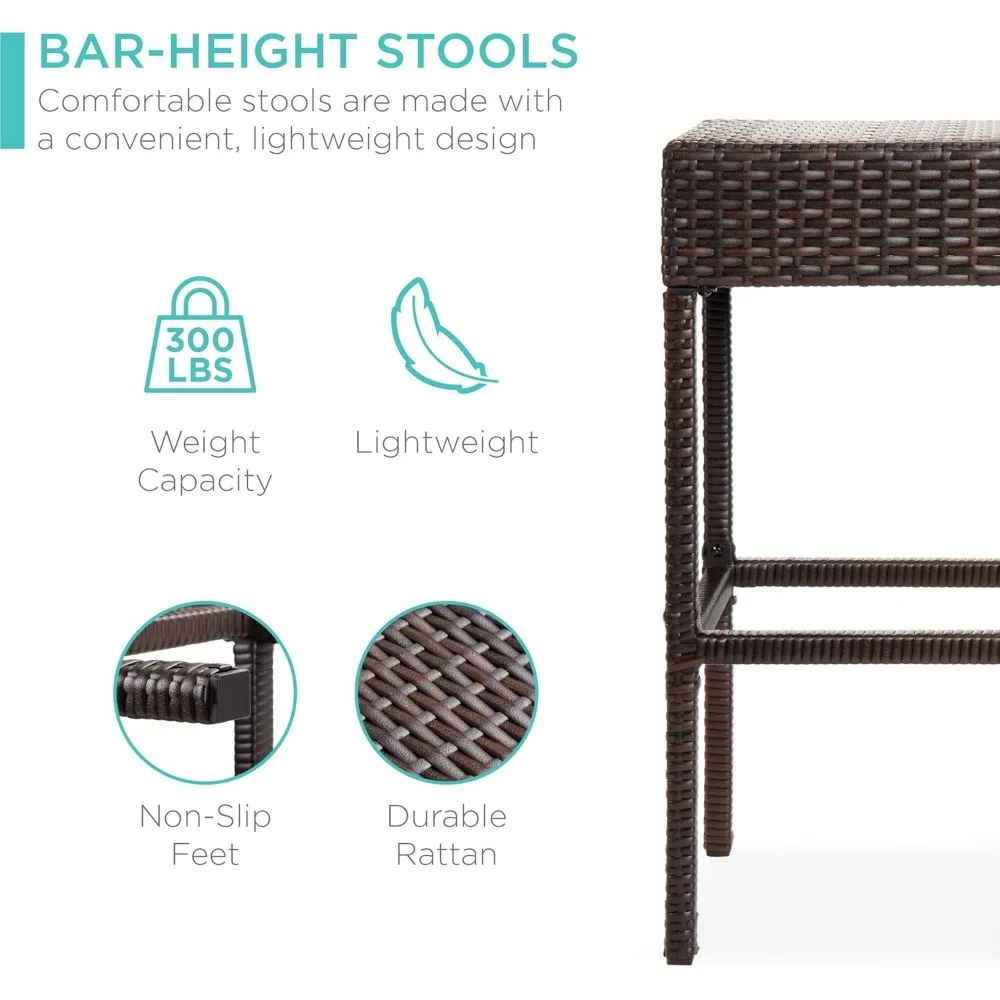 Outdoor-Barset aus Korbgeflecht für Terrasse und Pool mit Flaschenöffner und Ablagefach