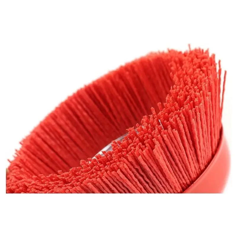 A25F-5 Inch Nylon Brush M14 125Mm Nylon Abrasive Cup Brush Metal Woodworking Glass Polishing Deburring Cleaning Abrasive Tool