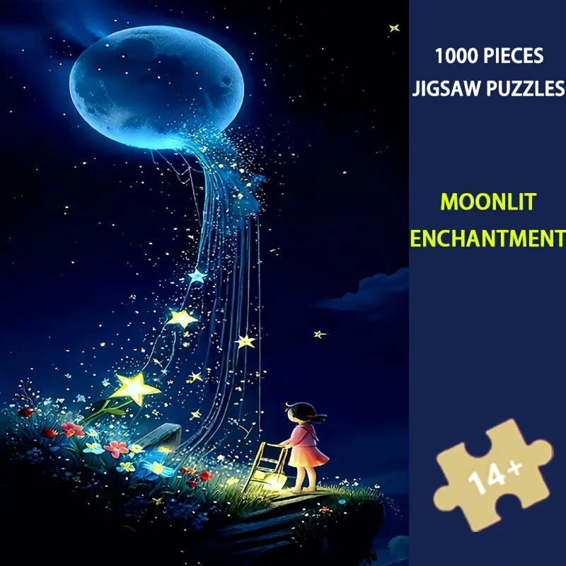 

1000 Piece 70x50cm Moonlit Enchantment Jigsaw Puzzle - Celestial Magic Art for Adults & Collectors Home Wall Decor & Mystic Gift