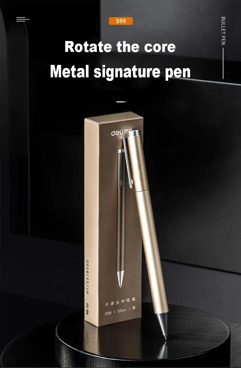 Deli 0,5mm Schwarzer Nachfüllbarer Metall-Gelstift mit Glatter Schreibfunktion für Schule, Büro, Kinder, Geschenk, Schreibwaren – Detail 2