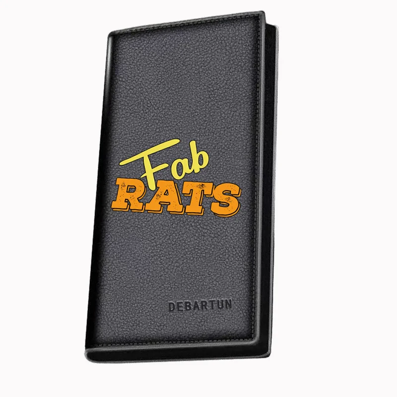Fab Rats orange lettering design Men's Long Wallets Business Stylish Printing Design Casual Use Christmas Valentine's Father's D