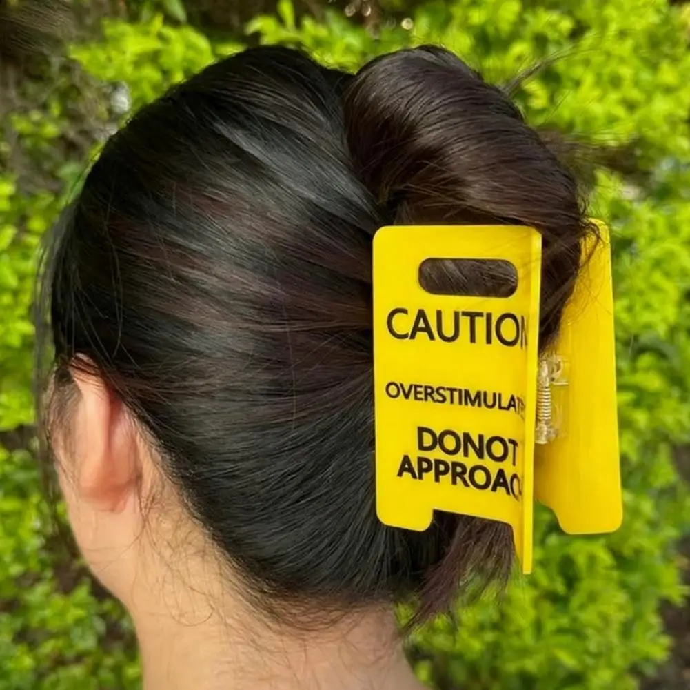 

Yellow Hair Clip Overstimulated Caution Sign Strong Grip Hairpin High Quality Large Cosplay Party Hairclip Trending Now
