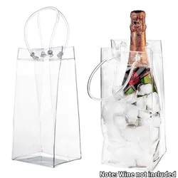 2PCS PVC Bag Transparent Champagne Drink Wine Beer Ice Bag PVC Bottle Cooler Chiller for Picnics Party