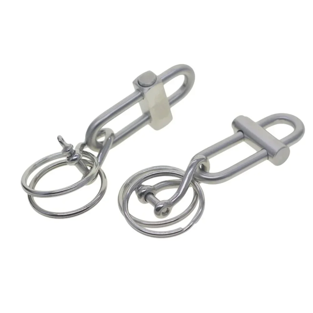 Chunky Matte Solid Stainless Steel Oval Click Slide Locking Snap Carabiner Twisted Shackle Link Keyring Keychain EDC FOB DIY