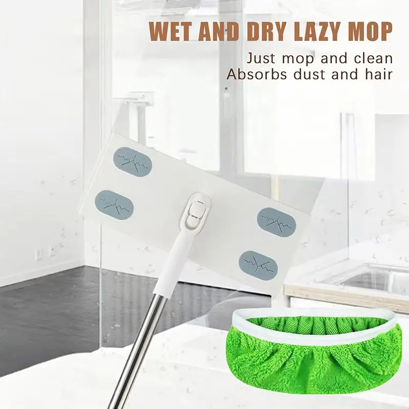 2PCS Microfiber Mop Replacement Pads High Water Absorb Reusable Cleaning Cloth Fit Most Standard Mop Head