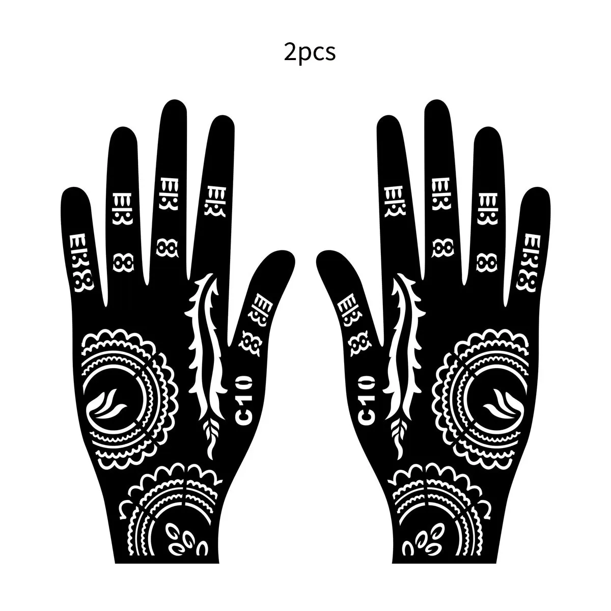 Flower Henna Hand Tattoo Stencils 2 Pcs
